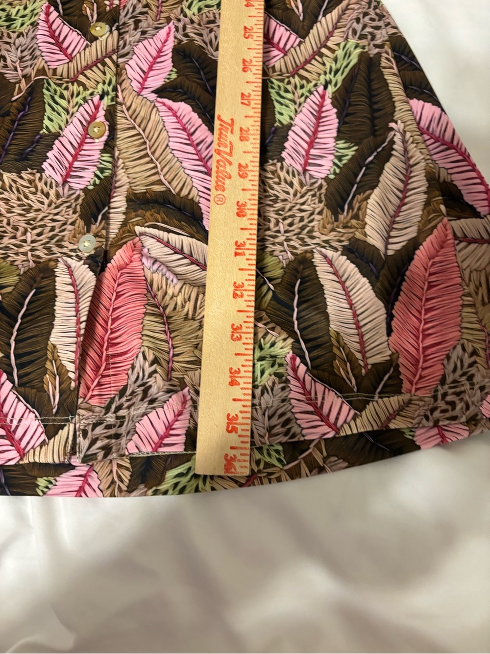 Cabana Life Tropical Leaf Print Belted Shirt Dress Pink Brown Size L - Picture 5 of 9